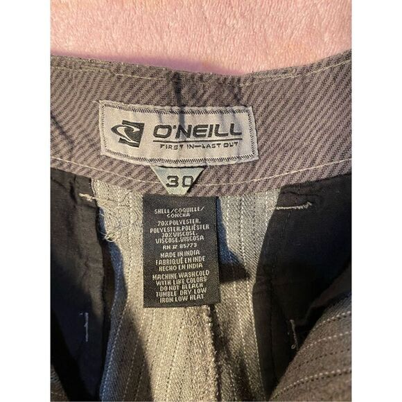O’Neill Mens Skater Gray Pinstripe Flat Front Chino Shorts Size 30 - Picture 6 of 6